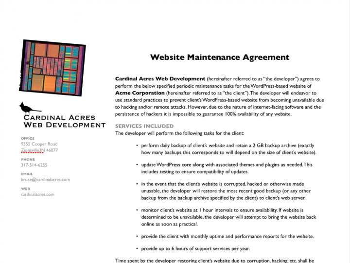 Website Service Agreement